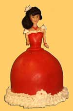 Doll cake in red fondant